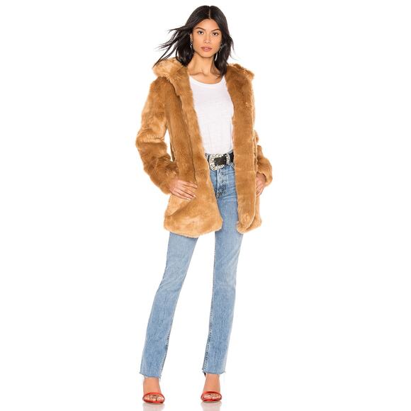 LPA Jackets & Blazers - LPA Camel Brown Faux Fur Hooded Coat 84